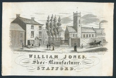 William Jones, fabricante de calçados, cartão comercial de English School