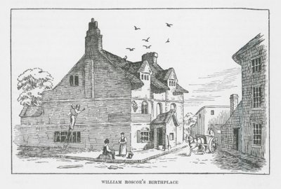 Local de nascimento de William Roscoe (litografia) de English School