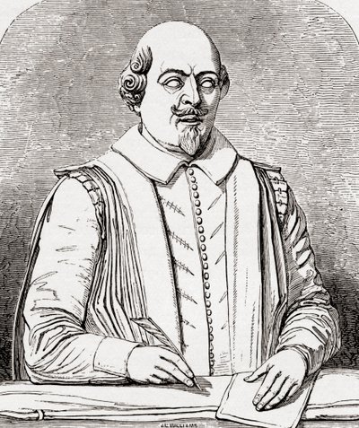 William Shakespeare, após o busto do túmulo em Stratford, de 