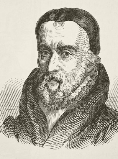 William Tyndale, de "A História Nacional e Doméstica da Inglaterra", de William Hickman Smith Aubrey (1858-1916) publicou Londres, c.1890 de English School