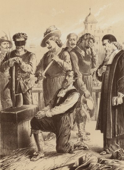 William Viscount Stafford, "Ele ajoelhou-se perante o bloco" (litografia) de English School