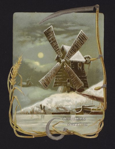Moinho de vento na neve (cromolitho) de English School
