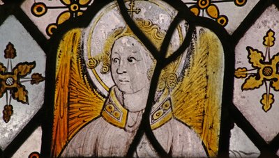 Window St Nectan Chapel Ew representando um anjo de English School