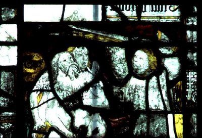 Janela que representa Adão e Eva expulsos do Jardim do Éden, meados do século XV (vitral) de English School