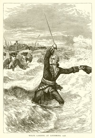 Wolfe aterrissando em Louisburg, 1758 de English School