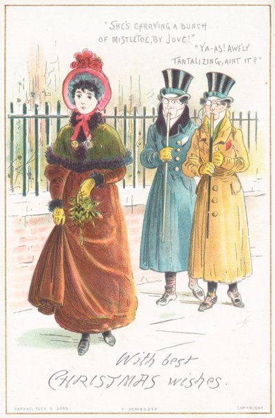 Bando levando do visco da mulher, cartão de Natal de English School