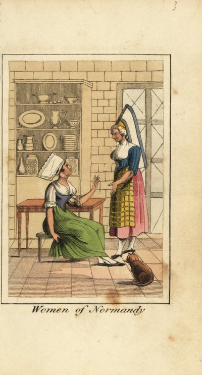 Mulheres da Normandia, França, em uma cozinha de English School