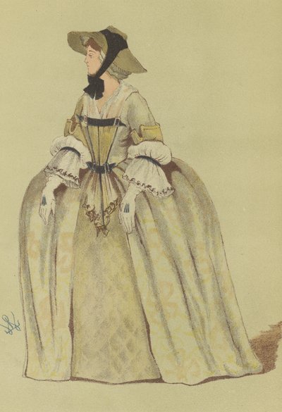 Traje rural feminino do reinado de Jorge II de English School