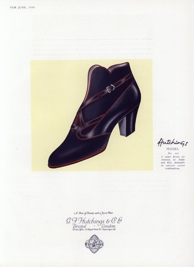 Anúncio de sapato feminino, década de 1930 de English School