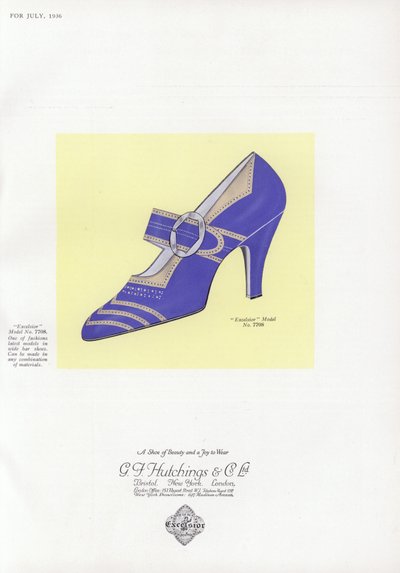Anúncio de sapato feminino, década de 1930 de English School