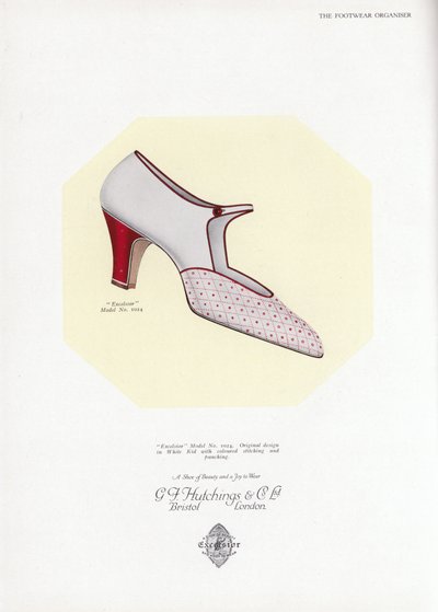 Anúncio de sapato feminino, década de 1930 de English School