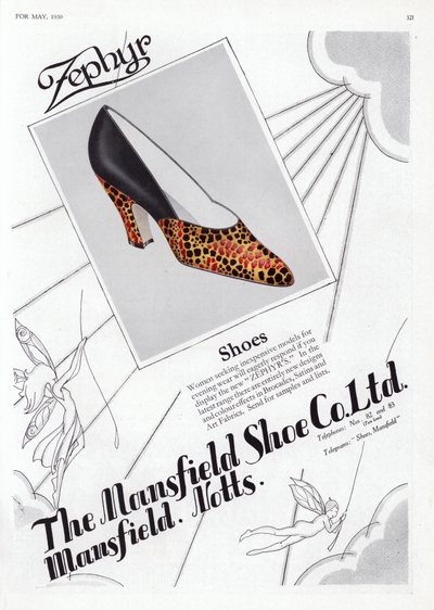 Anúncio de sapato feminino, década de 1930 de English School