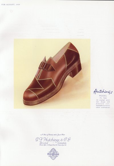 Anúncio de sapato feminino, década de 1930 de English School