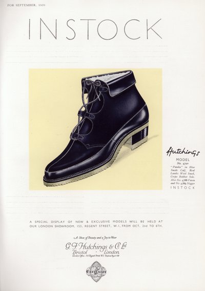 Anúncio de sapato feminino, década de 1930 de English School