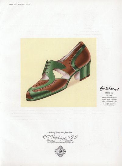 Anúncio de sapato feminino, década de 1930 de English School