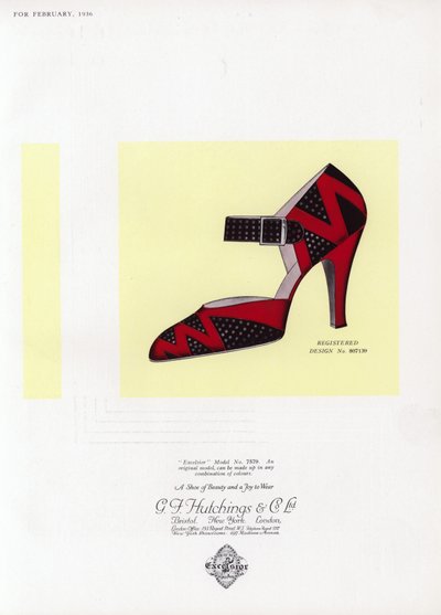 Anúncio de sapato feminino, década de 1930 de English School