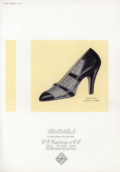 Anúncio de sapato feminino, década de 1930 de English School