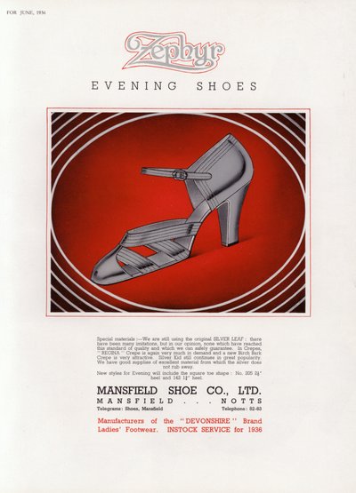Anúncio de sapato feminino, década de 1930 de English School