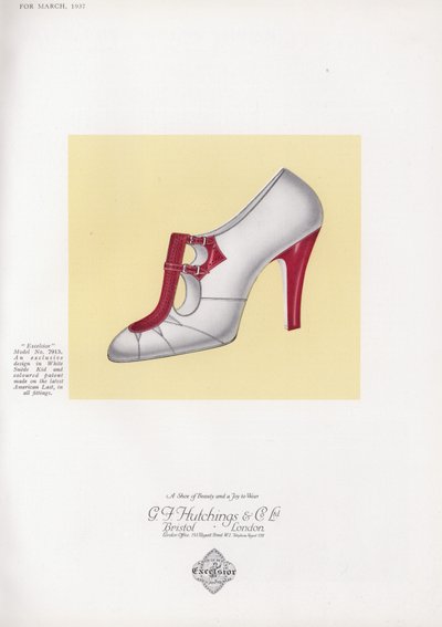 Anúncio de sapato feminino, década de 1930 de English School