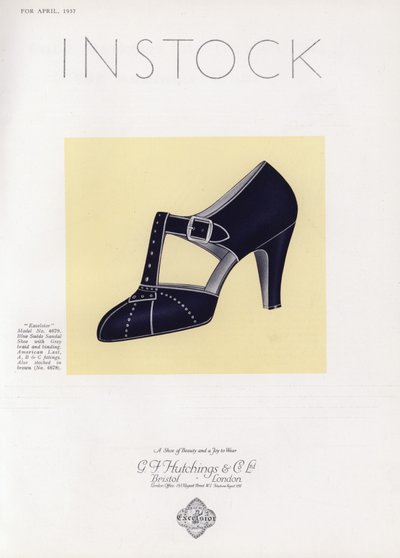 Anúncio de sapato feminino, década de 1930 de English School