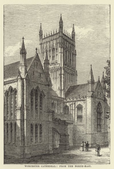Catedral de Worcester, do nordeste de English School