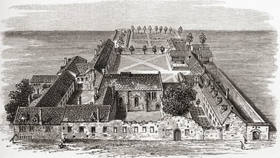 Worcester College, anteriormente Gloucester Hall, Oxford, c.1673, de "Uma Breve História do Povo Inglês", de JR Green, publicado em 1893 de English School