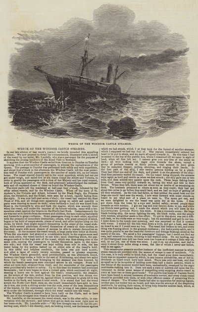 Naufrágio do Castelo de Windsor Steamer (gravura) de English School
