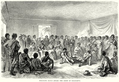 Combate de luta livre perante o Tribunal de Tananarivo (gravura) de English School