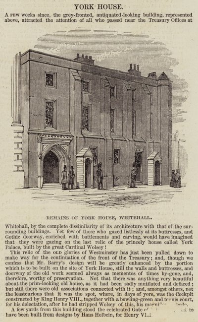 Casa York, Whitehall (gravura) de English School