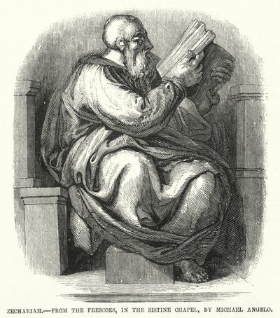 Zechariah, do Fresco, na Capela Sistina, de Michael Angelo (gravura) de English School