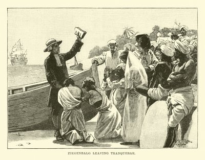 Ziegenbalg saindo de Tranquebar de English School