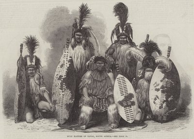 Zulu Kaffirs de Natal, África do Sul (gravura) de English School