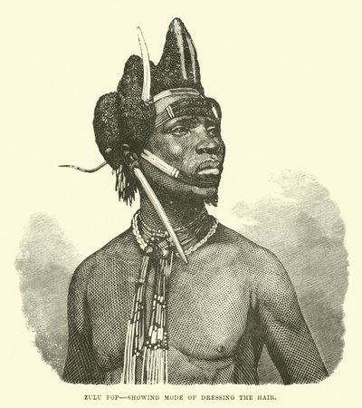 Zulu fop, mostrando o modo de vestir o cabelo de English School
