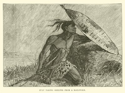 Zulu se abrigando de uma tempestade de granizo de English School