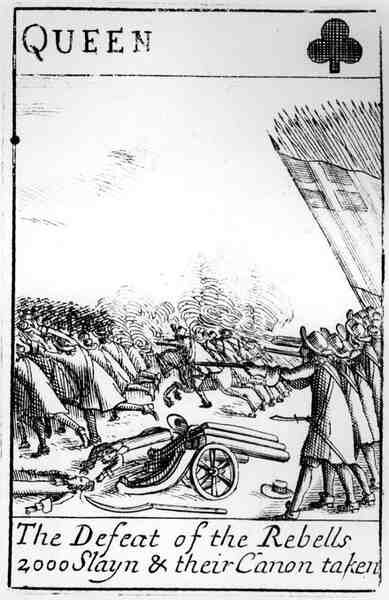 A derrota do cartão de jogo rebeldes, 1685 de English School English School