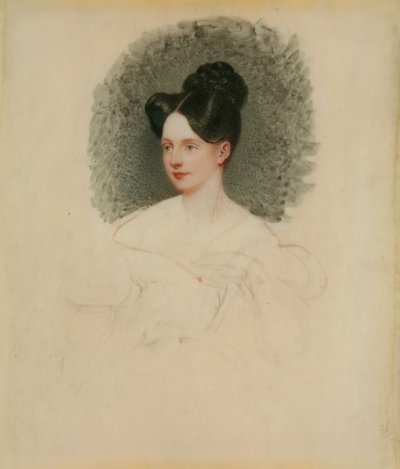 Retrato inacabado de Marianne Cregoe Colmare (mais tarde a Sra. Baurton Bennett) c.1833-34 (miniatura em marfim montado no cartão) de English School English School