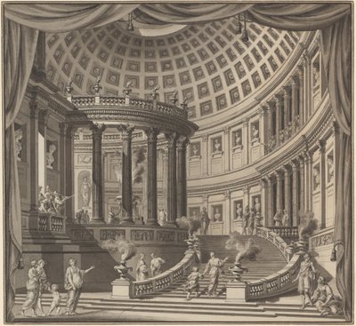 Projeto para uma cortina de palco: o interior de um templo elaborado dedicado a homens ilustres de Ennemond Alexandre Petitot