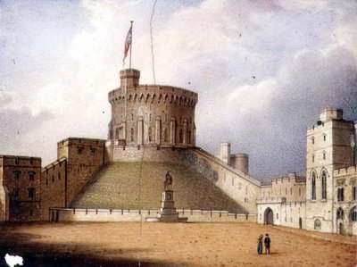 Placa de Worcester representando a Torre Redonda, Castelo de Windsor, uma de um par, c.1830-40 (porcelana) (para par ver 72834) de Enoch Doe