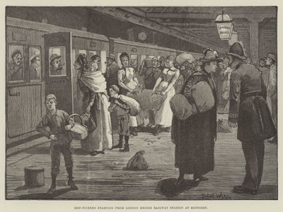 Hop-Pickers a partir da Estação Ferroviária London Bridge à meia-noite de Enoch Ward