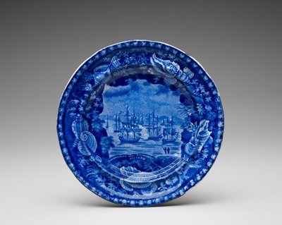 Placa, c. 1818-1846 (faiança esmaltada com chumbo com impressão de transferência) de Enoch Wood and Sons
