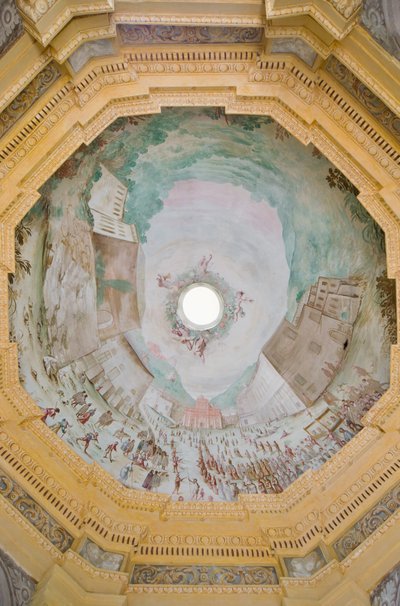 Abóbada com uma perspectiva de olho de pássaro do Santuário de Enrico and Guidobono Bartolomeo Haffner