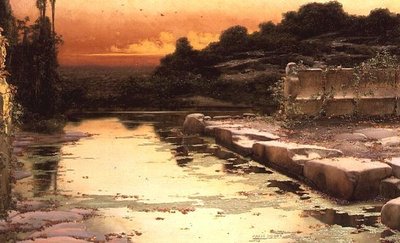 Ruínas inundadas em Sunset de Enrique Serra