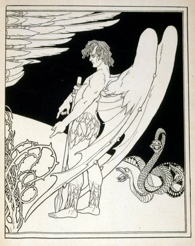 Um Anjo Gigante do livro Judá ilustrado por Efraim Moses Lilien (1874-1925). Lilian é considerado o pai da iconografia sionista, criada no estilo Jugendstil (art nouveau alemão). Ele ilustrou