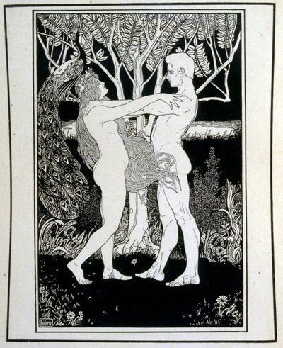 Adão e Eva (inocência), do livro Judá ilustrado por Efraim Moses Lilien (1874-1925). Lilian é considerado o pai da iconografia sionista, criada no estilo Jugendstil (art nouveau alemão). Ele ilustrou