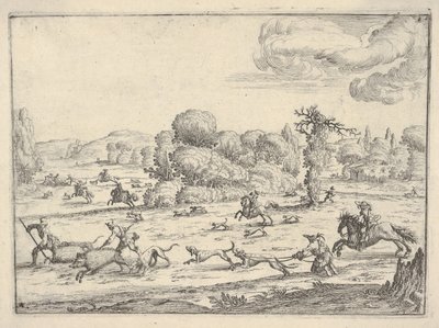 Caça ao javali em uma paisagem, ca. 1620-38. de Ercole Bazicaluva