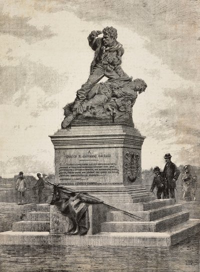 Monumento a Enrico (1840-1867) e Giovanni Cairoli (1842-1869), patriotas italianos, grupo de bronze do escultor Ercole Rosa (1846-1893), no Monte Pinciano, Roma, Itália de Ercole Rosa