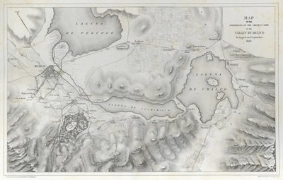 Mapa das operações do exército americano no vale do México em agosto e setembro de 1847 durante a guerra mexicano-americana. de Erhard Schieble