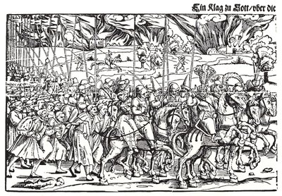 Fragmento de uma face na invasão turca da Hungria de Erhard Schon
