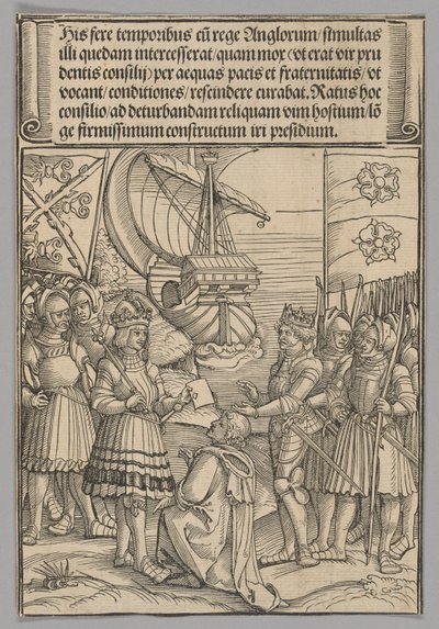 Maximiliano e Henrique VII da Inglaterra, placa 11 de Cenas Históricas da Vida do Imperador Maximiliano I do Arco do Triunfo de Erhard Schon