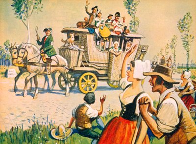 Uma carruagem na estrada entre Paris e Versalhes em 1787 de Eric Parker